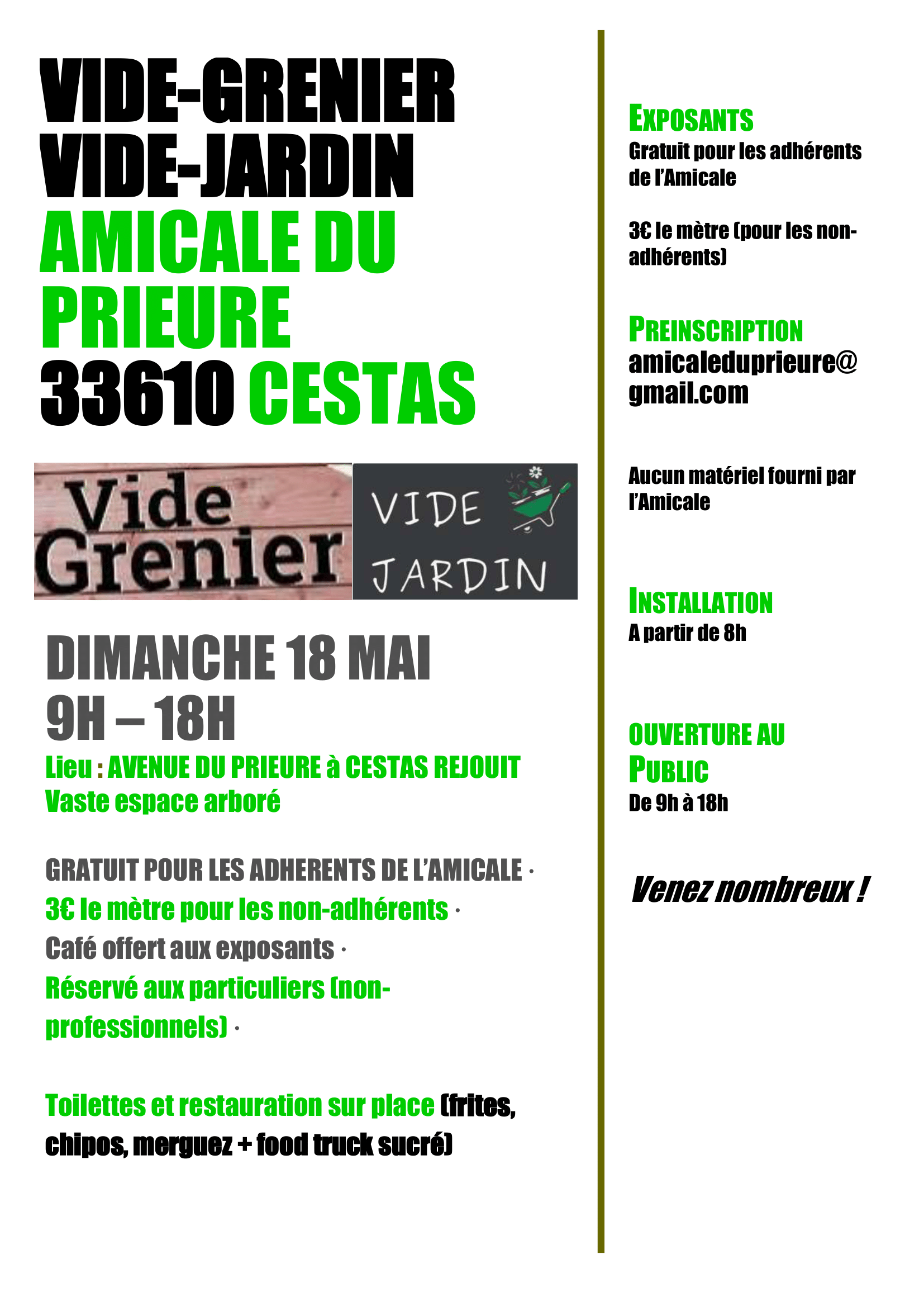 Vide grenier / Vide jardin du 18 mai 2025